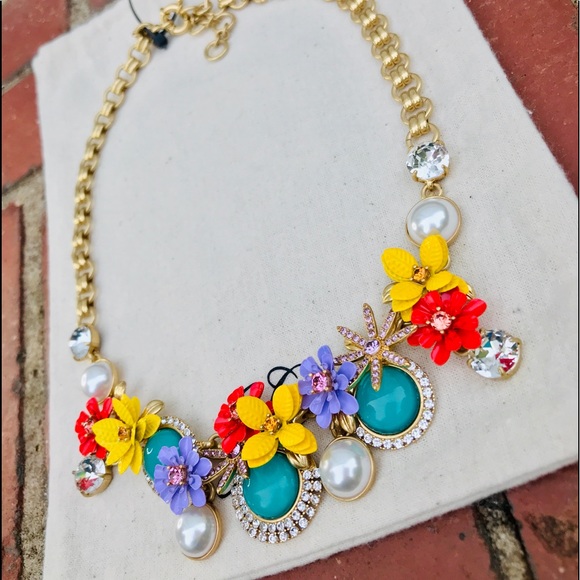 J. Crew Tropical Bloom Statement Necklace NWT - Picture 5 of 7